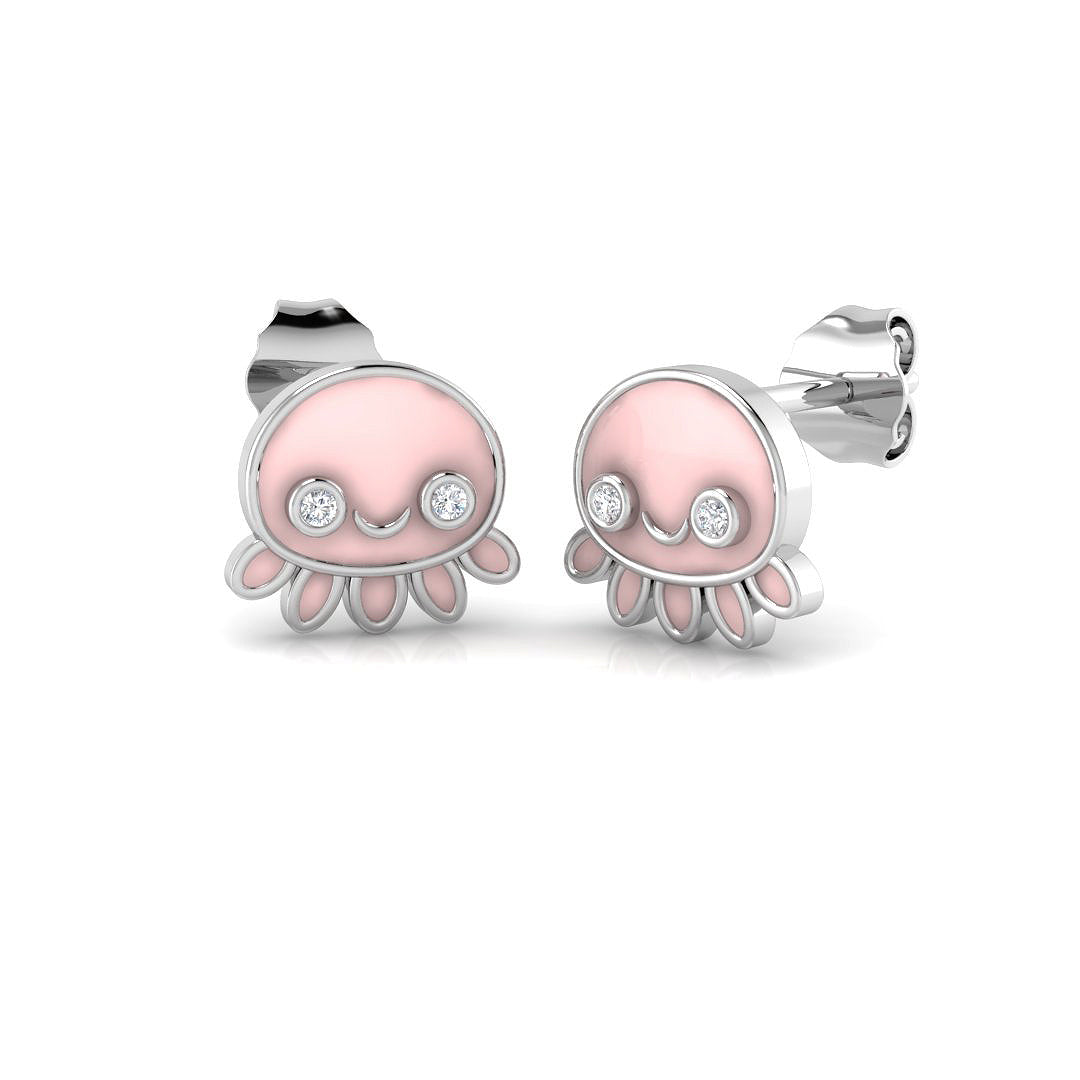 Kids Earrings Diamond Ring 0.17ct – SE6770~ENM – 18k White Gold