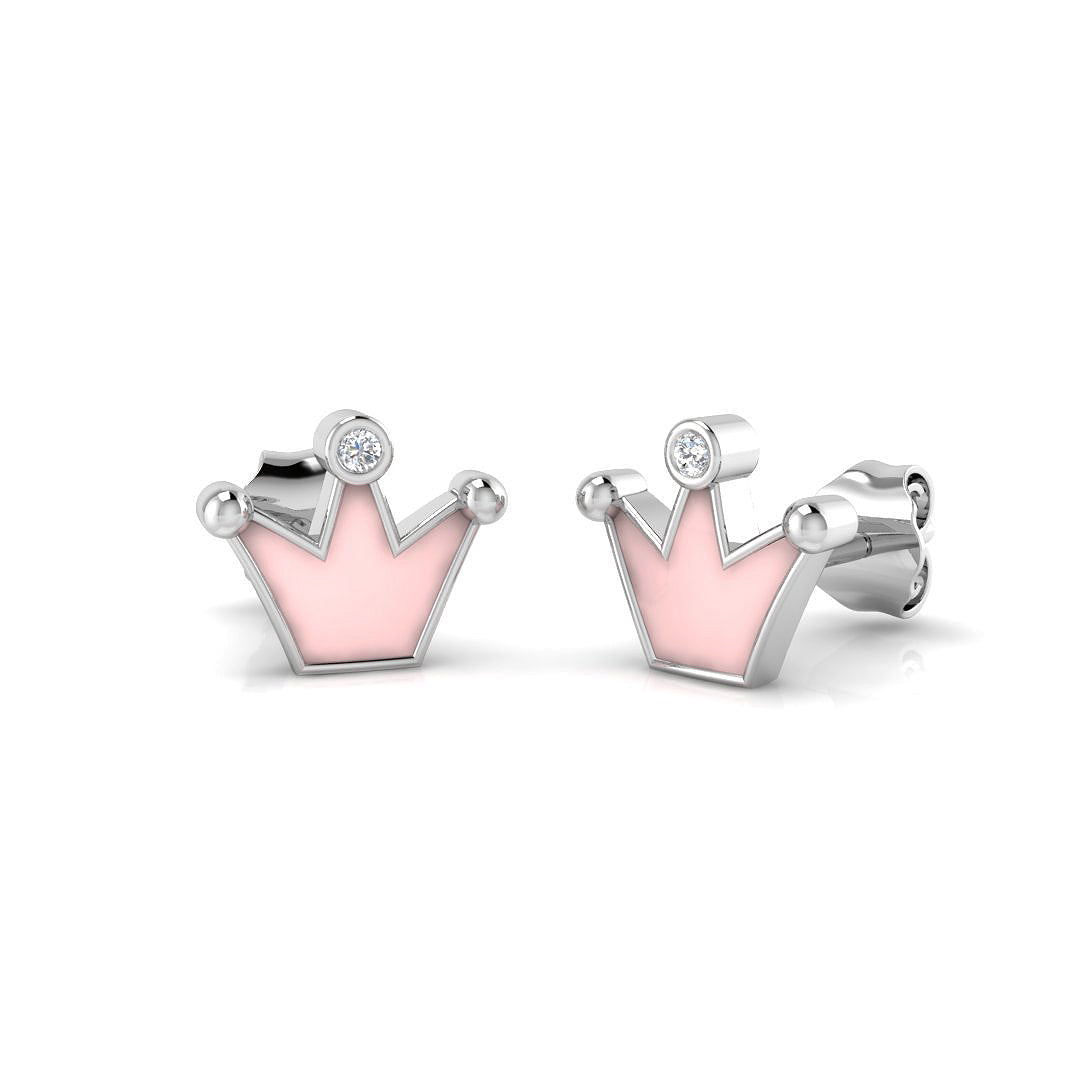 Kids Earrings Diamond Ring 0.11ct – SE6777~ENM – 18k White Gold