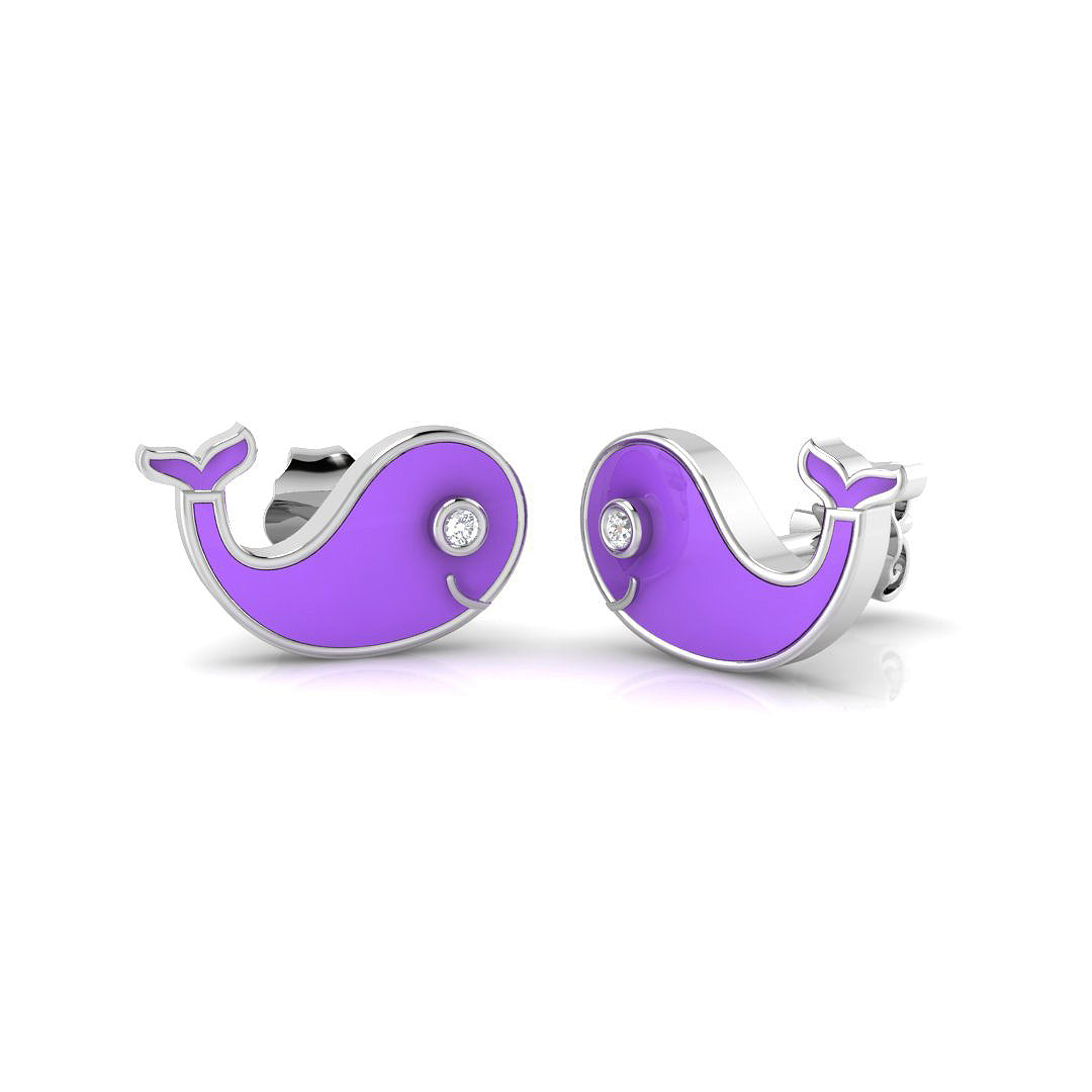 Kids Earrings Diamond Ring 0.21ct – SE6778~ENM – 18k White Gold