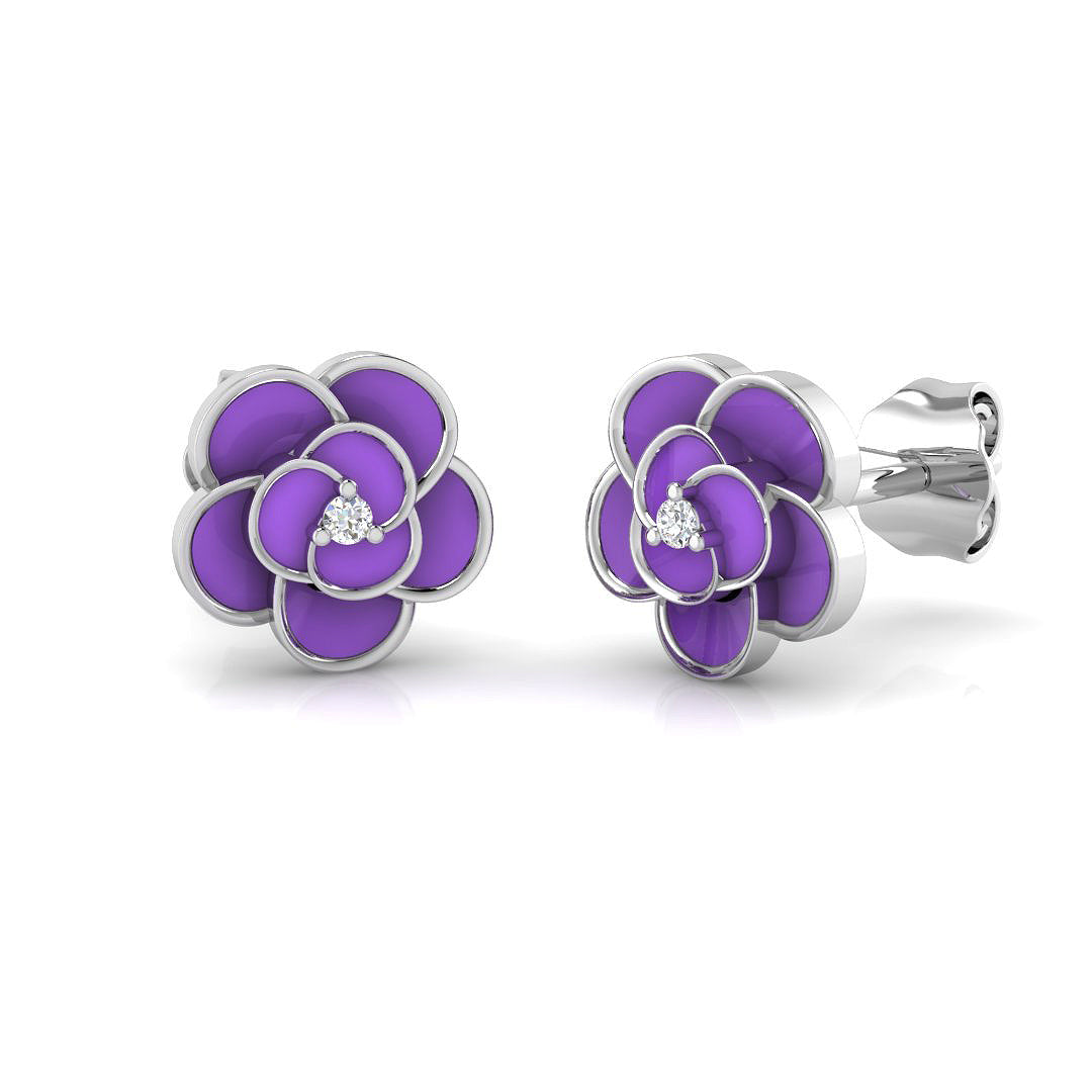 Kids Earrings Diamond Ring 0.1ct – SE6779~ENM – 18k White Gold