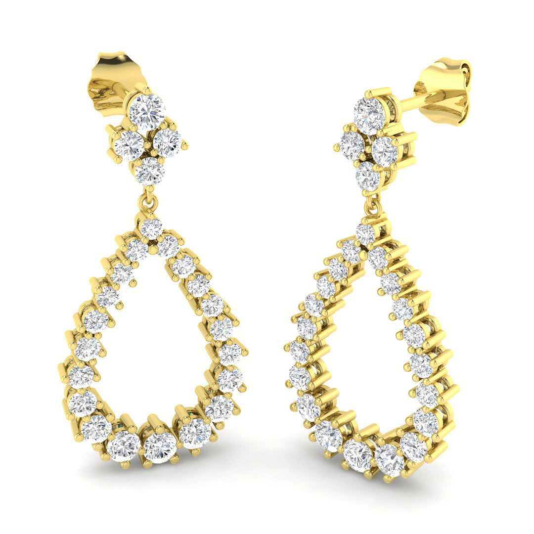 Drop & Trilogy Diamond Ring 1.79ct – SE6929 – 18k Yellow Gold