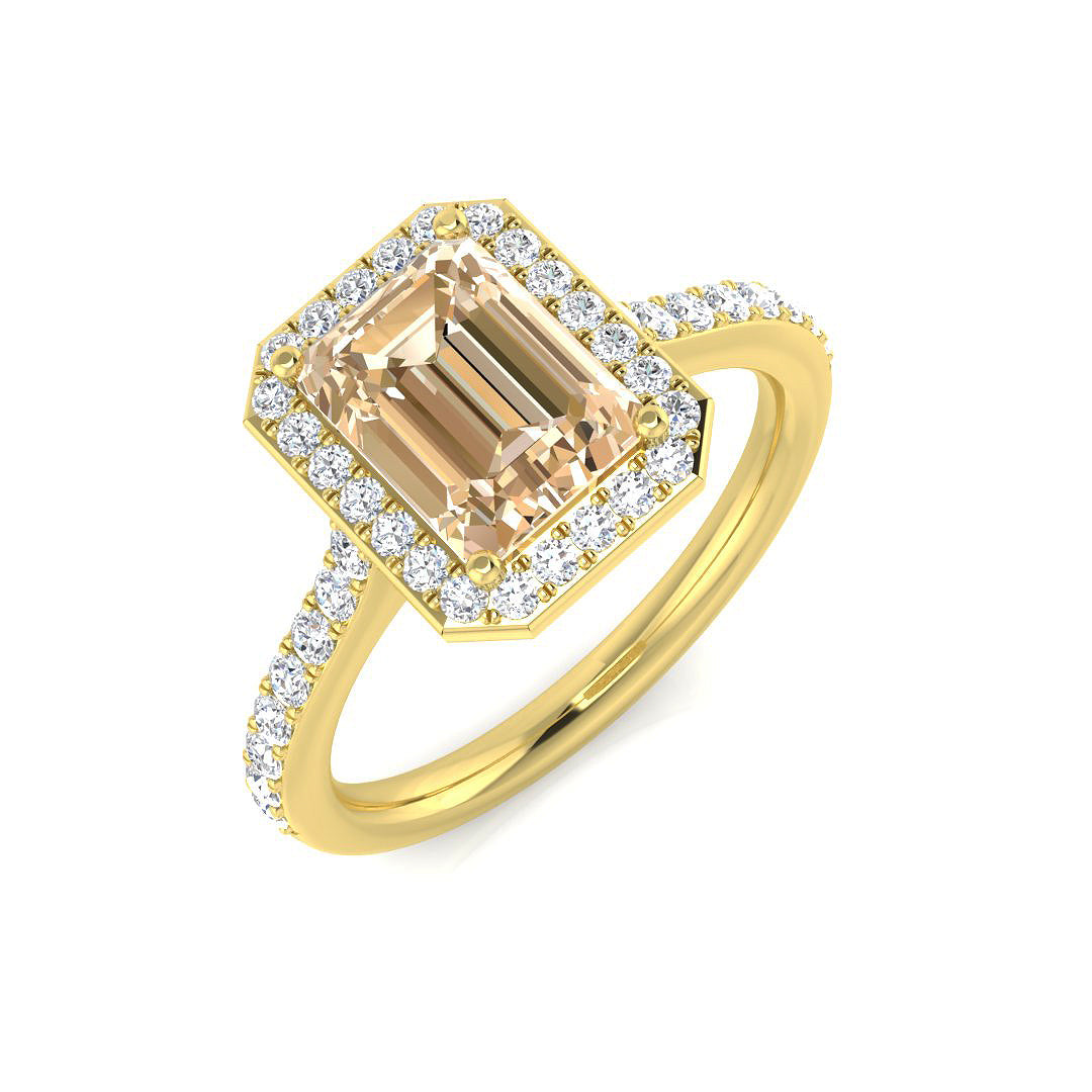 Morganite Diamond Ring 1.85ct – SL7454~MG – 18k Yellow Gold