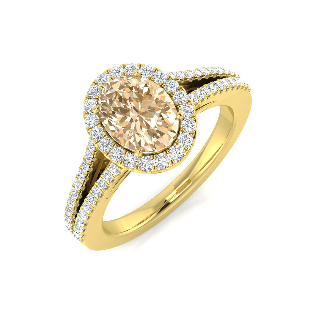 Morganite Diamond Ring 1.49ct – SL8288~MG – 18k Yellow Gold