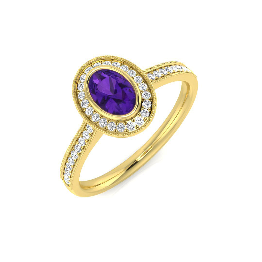 Amethyst Diamond Ring 0.53ct – SL8359~AME – 18k Yellow Gold