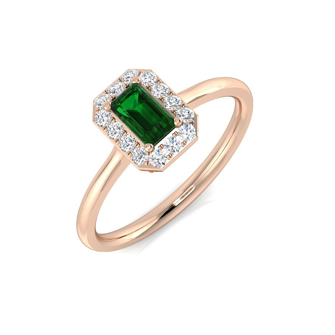 Emerald Diamond Ring 0.43ct – SL8395~EM – 18k Rose Gold