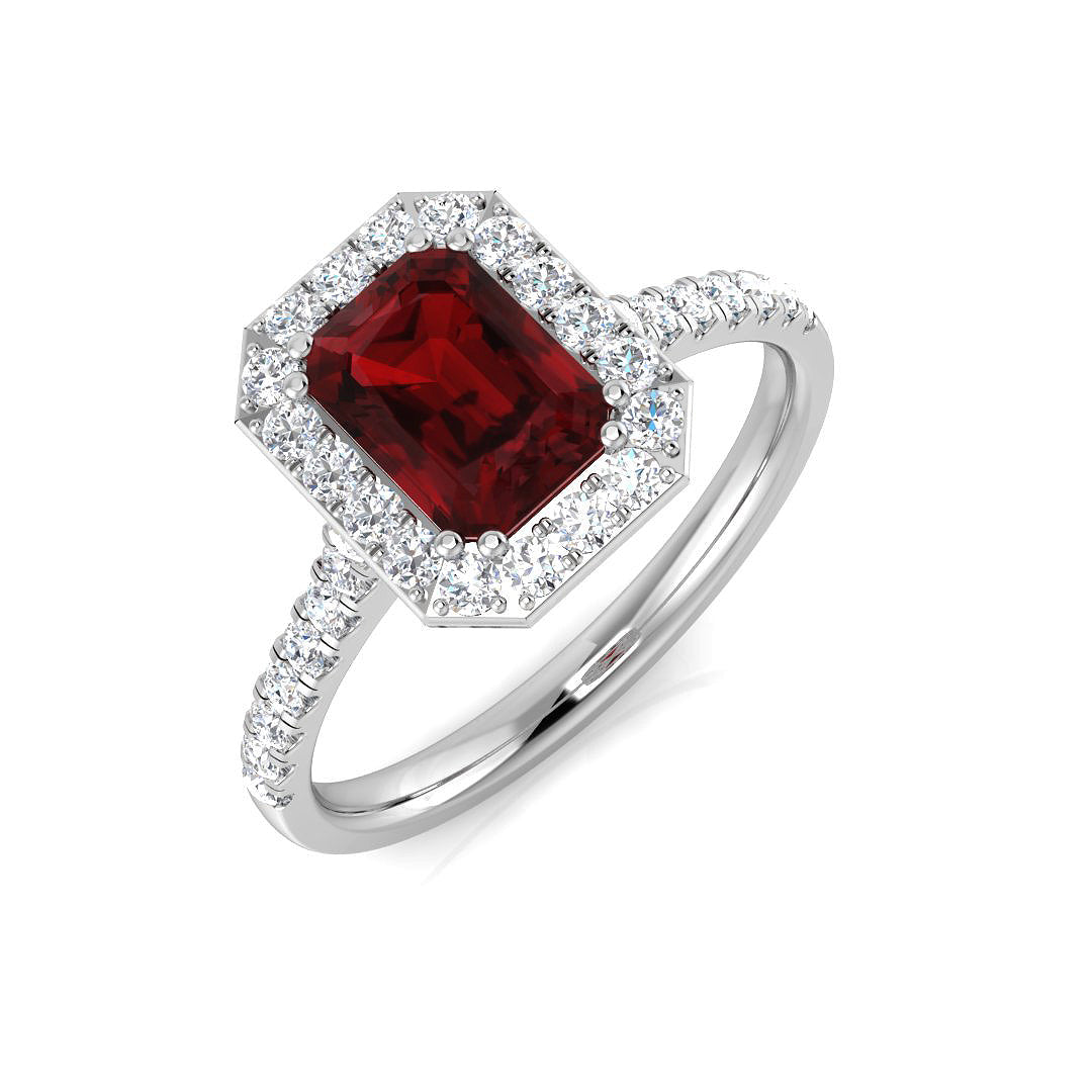 Garnet Diamond Ring 1.47ct – SL8538~GAR – 18k White Gold
