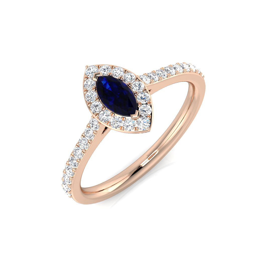 Blue Sapphire Diamond Ring 0.5ct – SL8782~BS – 18k Rose Gold
