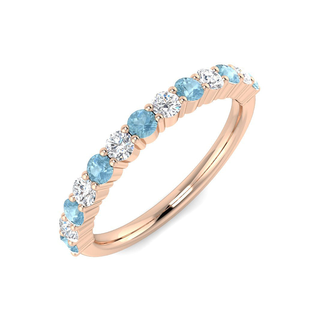 Aquamarine Diamond Ring 0.51ct – BJR0448~AQ – 18k Rose Gold