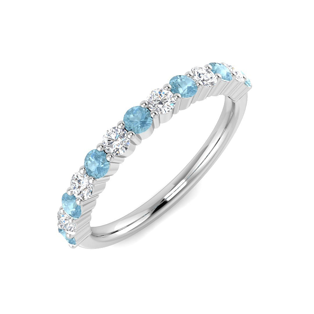 Aquamarine Diamond Ring 0.51ct – BJR0448~AQ – 18k White Gold