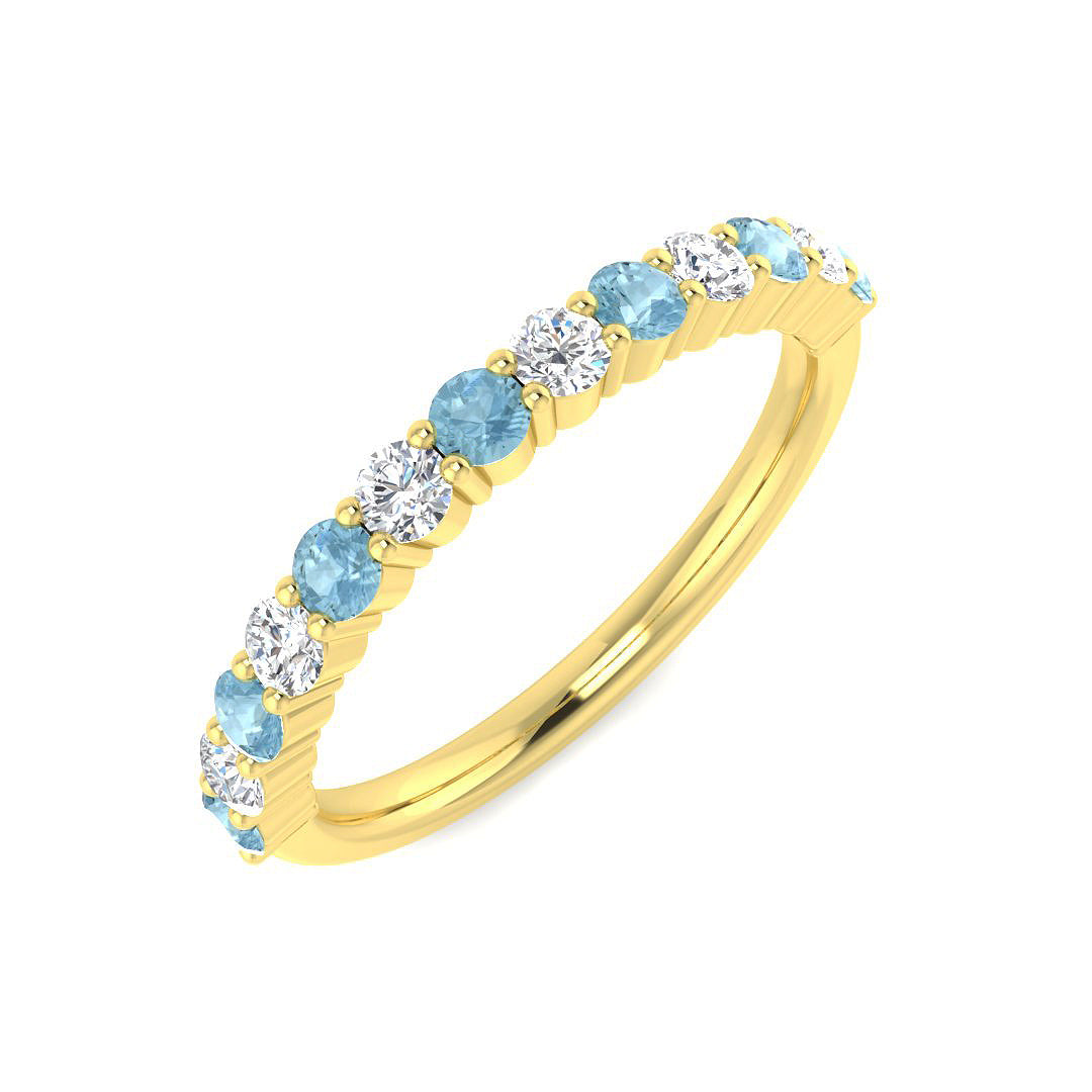 Aquamarine Diamond Ring 0.51ct – BJR0448~AQ – 18k Yellow Gold