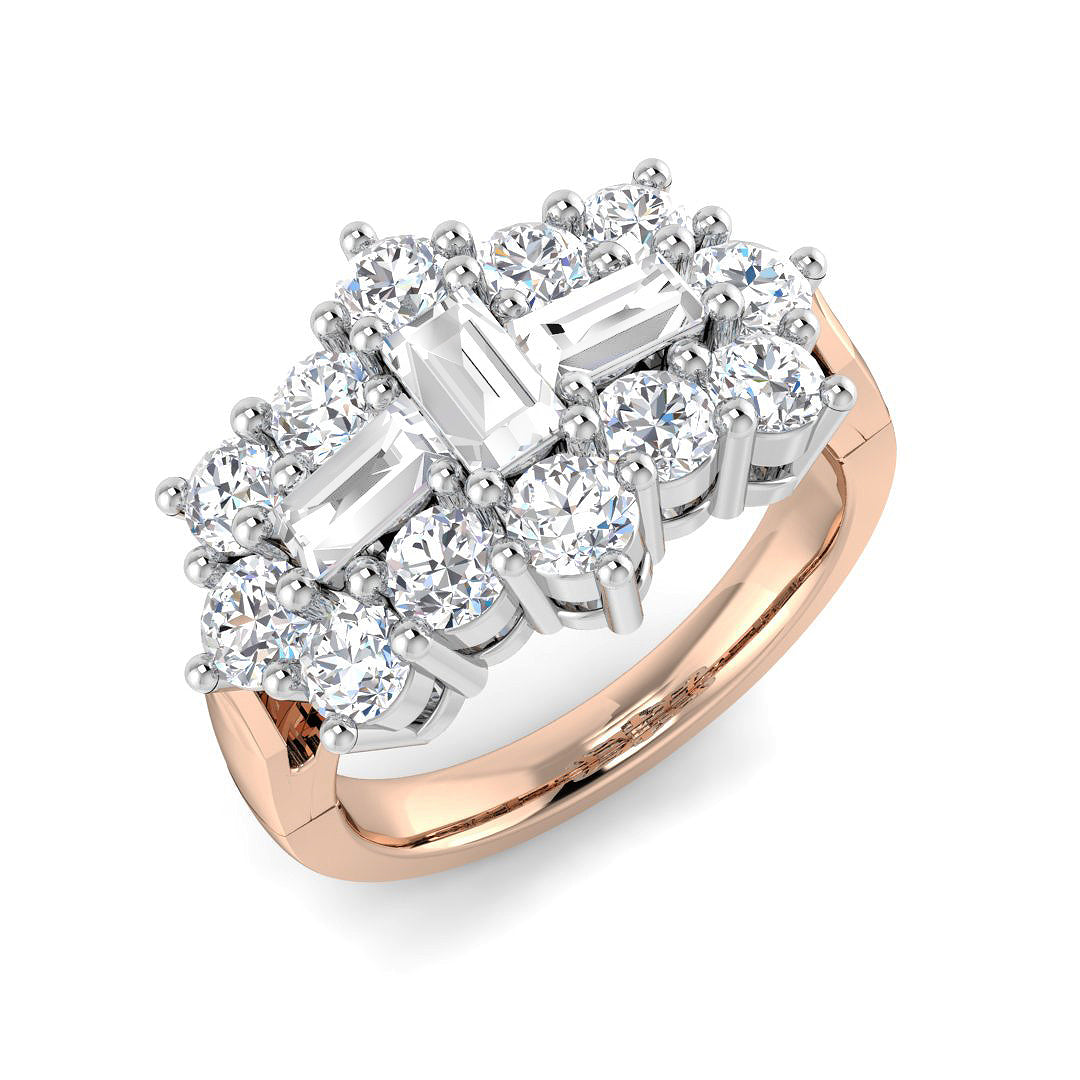 Baguette & Brilliant Diamond Ring 2.0ct – DRHQ1019 – 18k Rose Gold