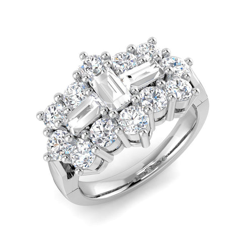 Baguette & Brilliant Diamond Ring 2.0ct – DRHQ1019 – 18k White Gold