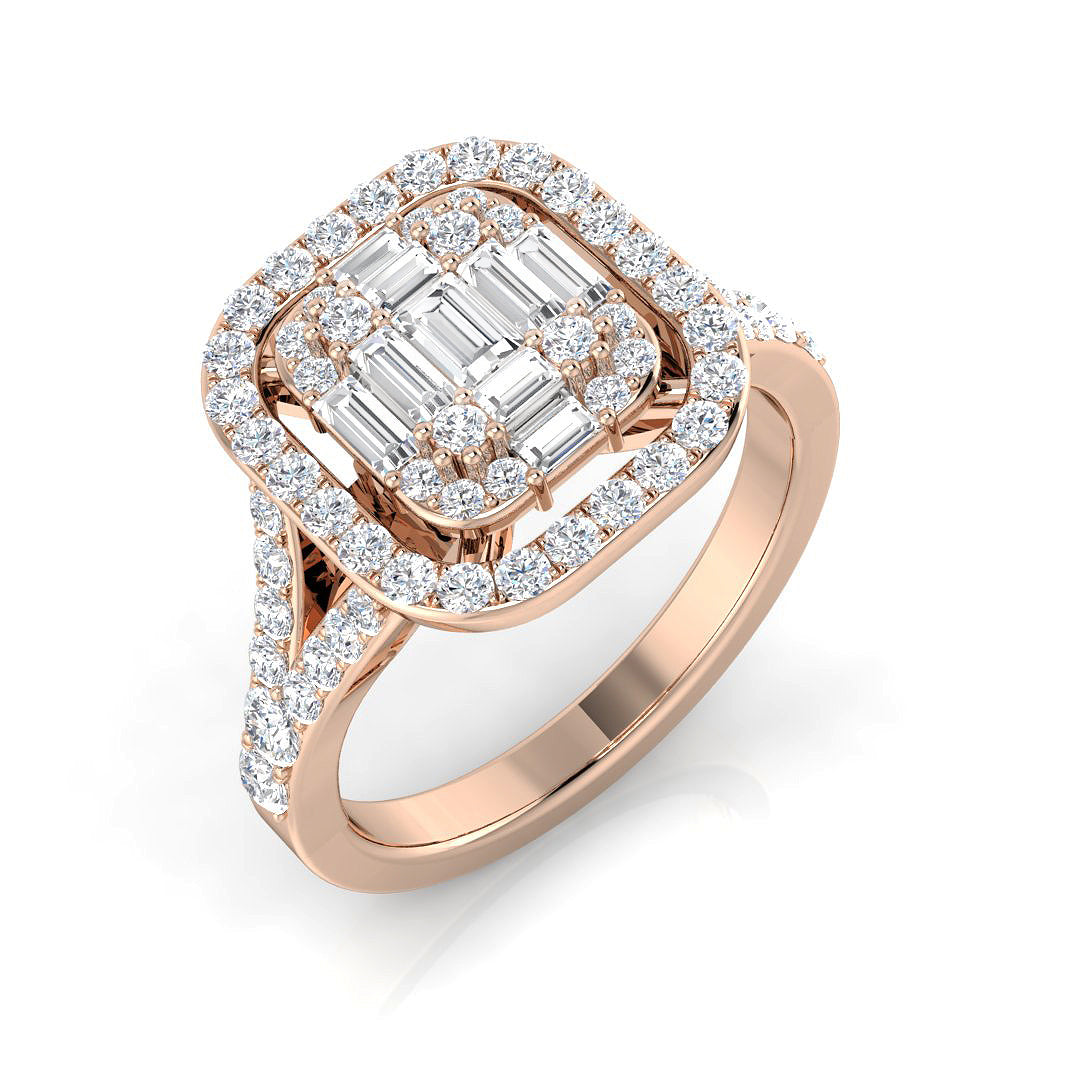 Baguette & Brilliant Diamond Ring 0.95ct – SL7216 – 18k Rose Gold