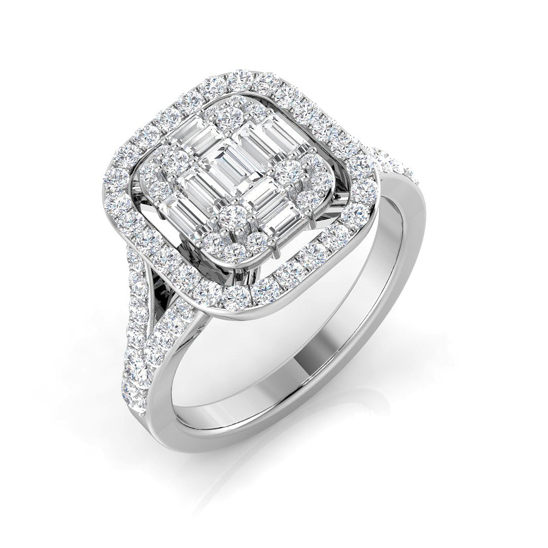 Baguette & Brilliant Diamond Ring 0.95ct – SL7216 – 18k White Gold
