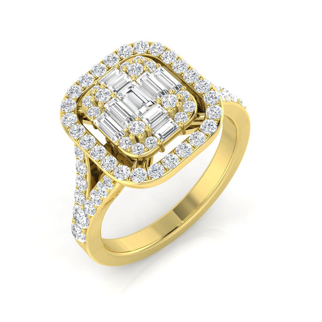 Baguette & Brilliant Diamond Ring 0.95ct – SL7216 – 18k Yellow Gold