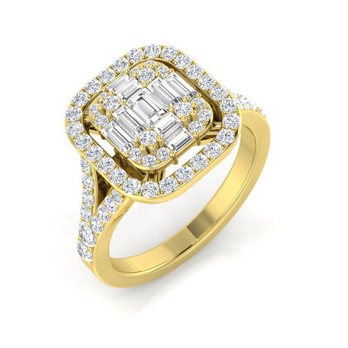 Baguette & Brilliant Diamond Ring 0.95ct – SL7216 – 18k Yellow Gold