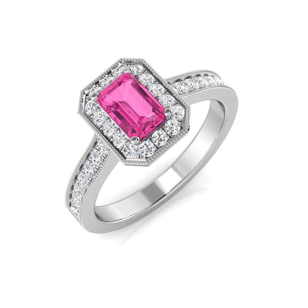 Pink Sapphire Diamond Ring 0.94ct – SL7302~PS – 18k White Gold