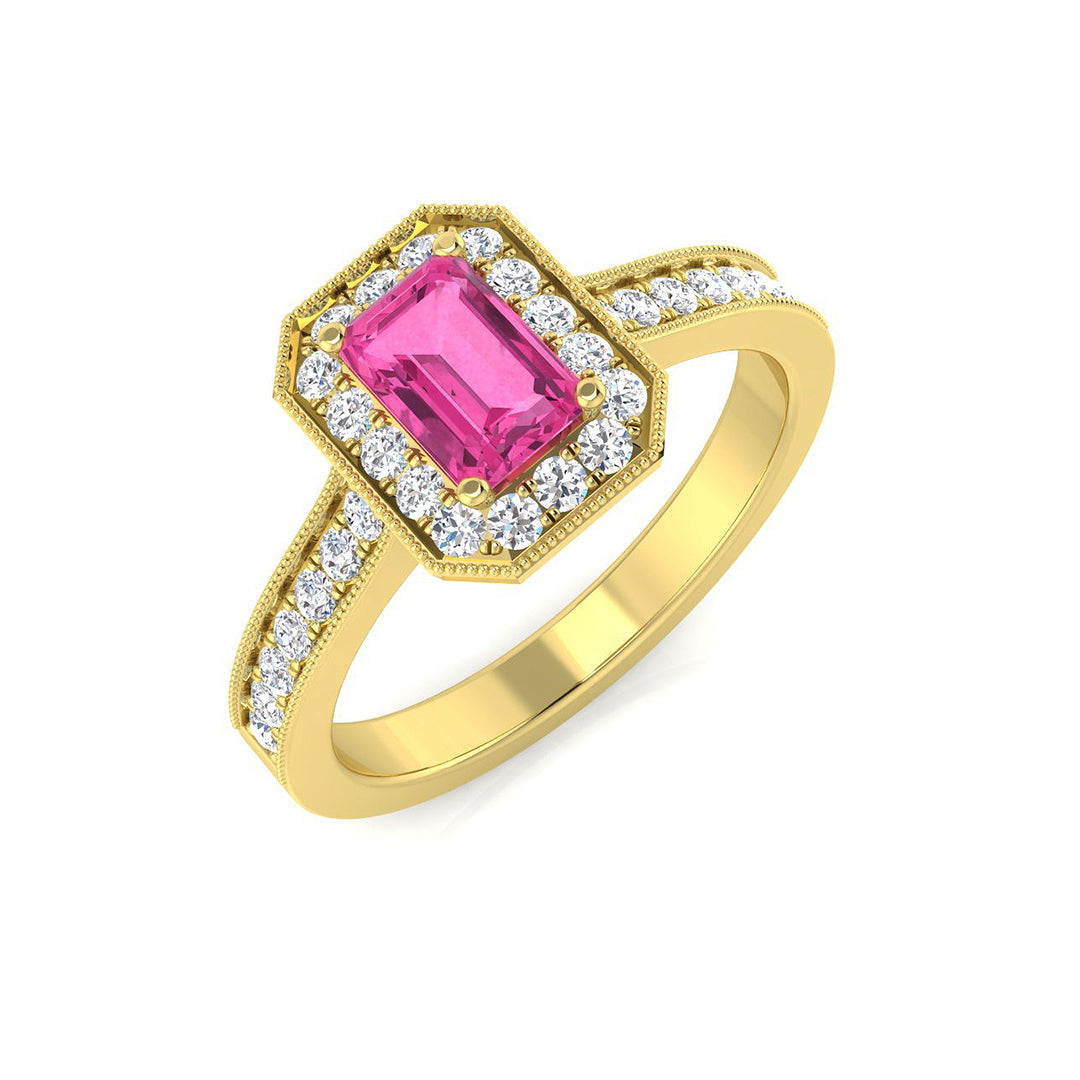 Pink Sapphire Diamond Ring 0.94ct – SL7302~PS – 18k Yellow Gold