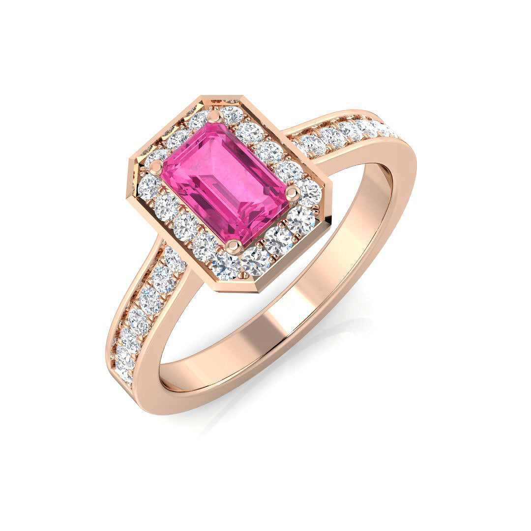 Pink Sapphire Diamond Ring 0.94ct – SL7302~PS – 18k Rose Gold