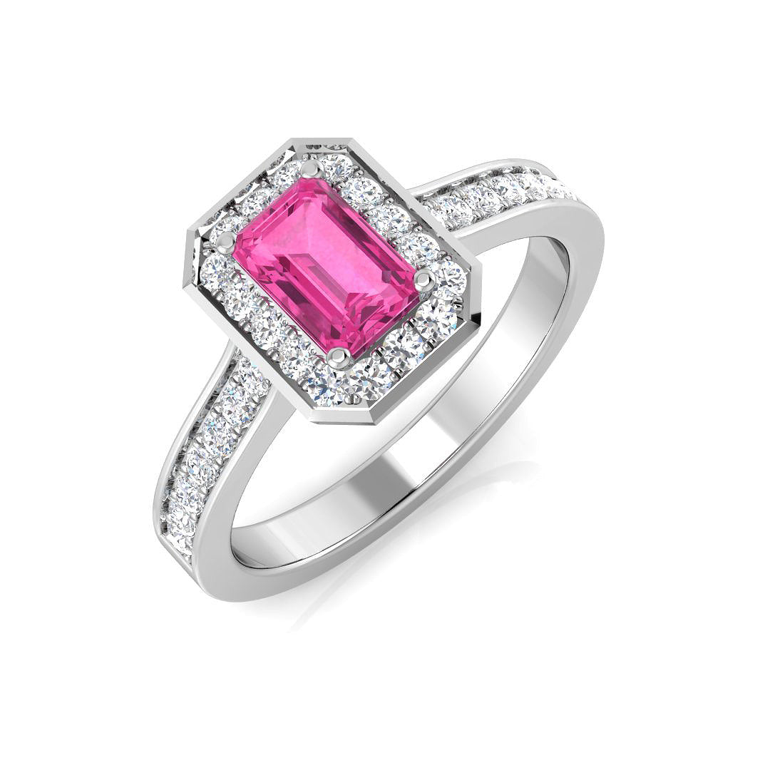 Pink Sapphire Diamond Ring 0.94ct – SL7302~PS – 18k White Gold