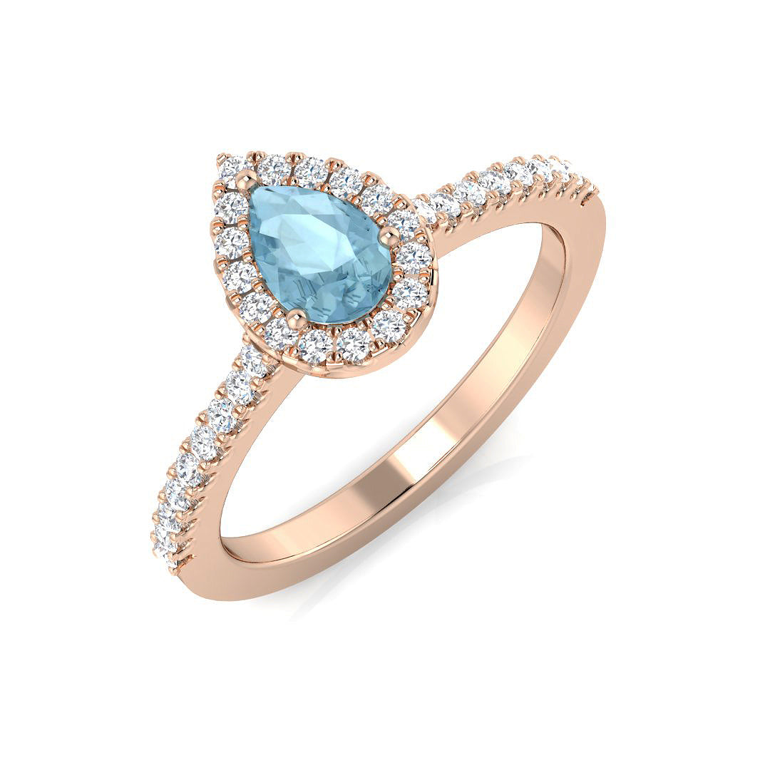 Aquamarine Diamond Ring 0.48ct – SL7304~AQ – 18k Rose Gold