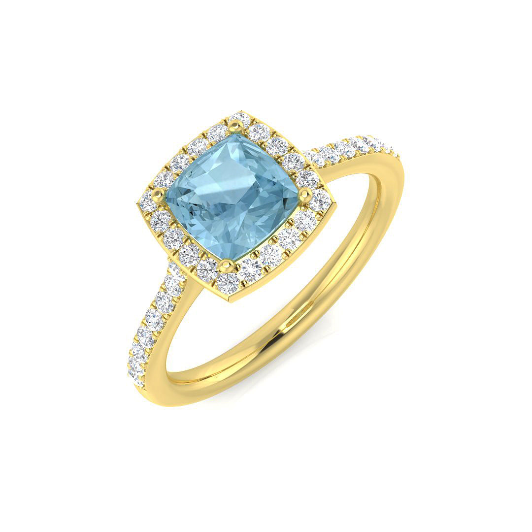 Aquamarine Diamond Ring 0.95ct – SL7449~AQ – 18k Yellow Gold