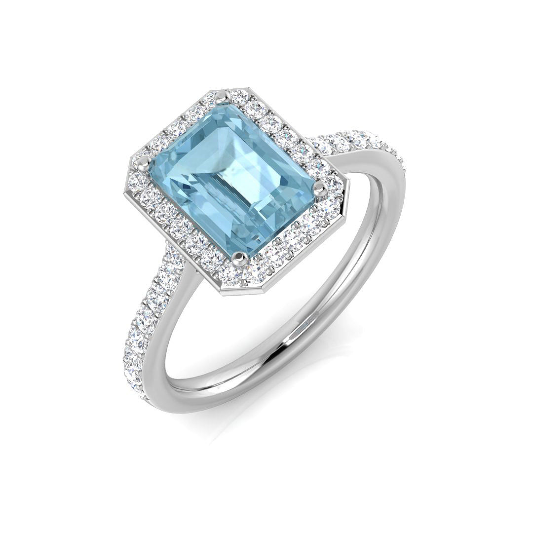 Aquamarine Diamond Ring 1.87ct – SL7454~AQ – 18k White Gold