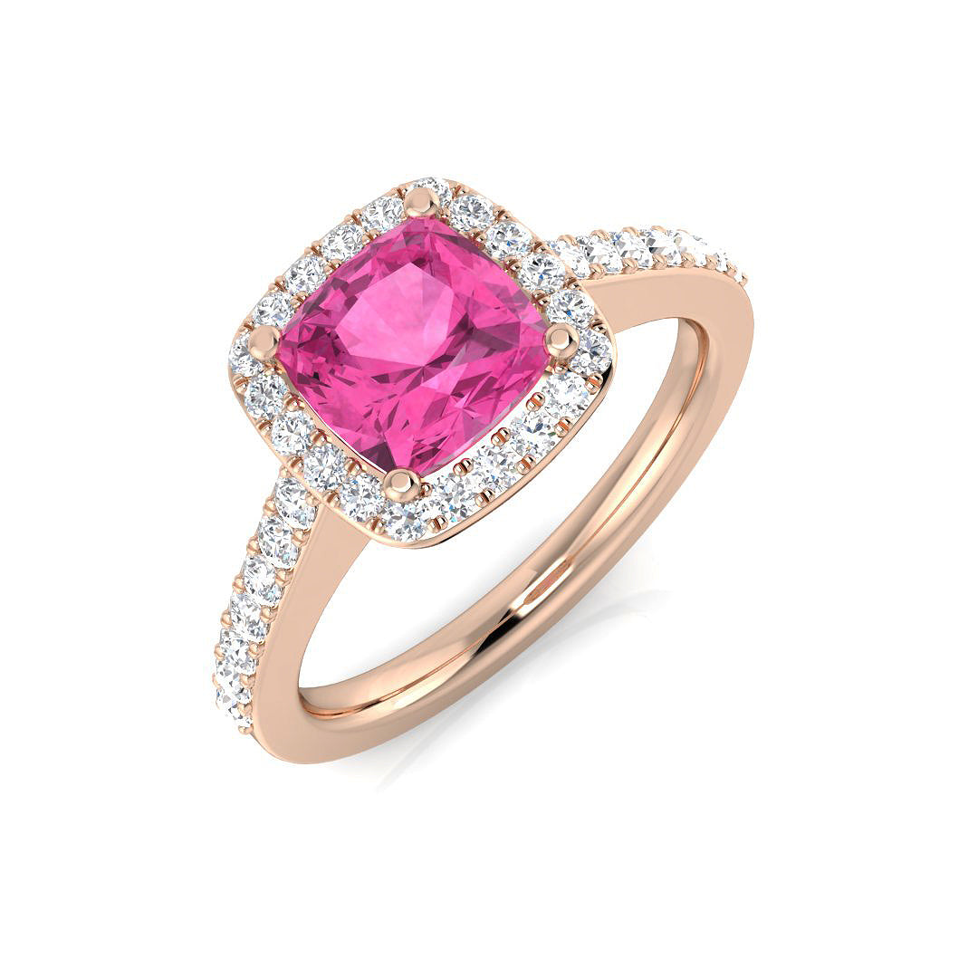 Pink Sapphire Diamond Ring 1.9ct – SL7489~PS – 18k Rose Gold