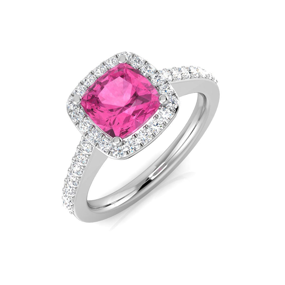 Pink Sapphire Diamond Ring 1.9ct – SL7489~PS – 18k White Gold