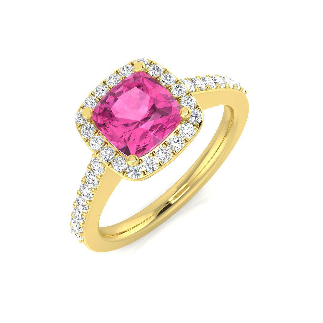 Pink Sapphire Diamond Ring 1.9ct – SL7489~PS – 18k Yellow Gold