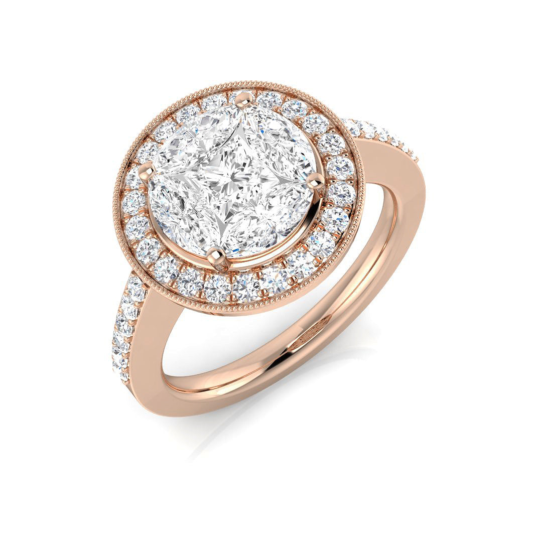 Cluster Diamond Ring 1.45ct – SL7611 – 18k Rose Gold