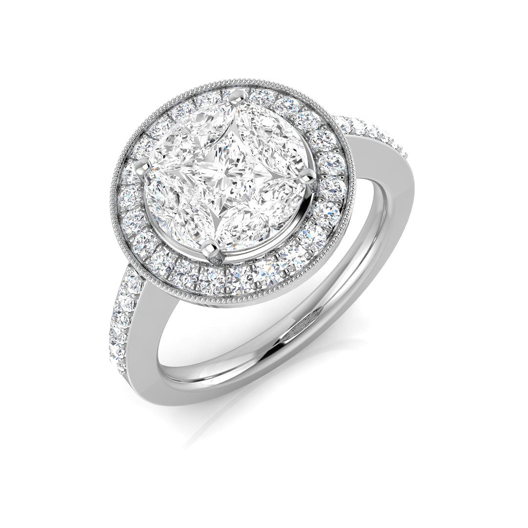Cluster Diamond Ring 1.45ct – SL7611 – 18k White Gold