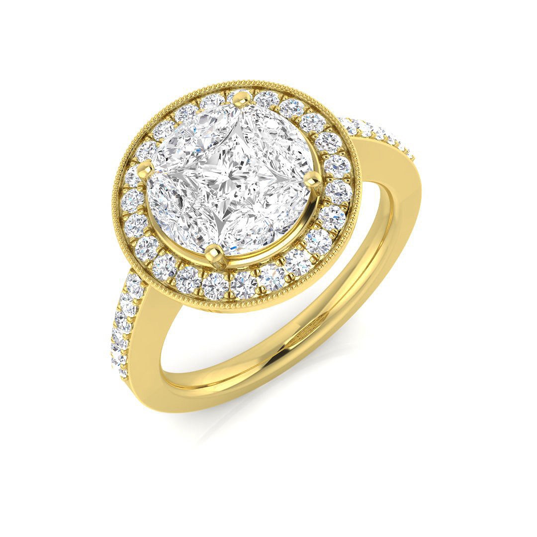 Cluster Diamond Ring 1.45ct – SL7611 – 18k Yellow Gold