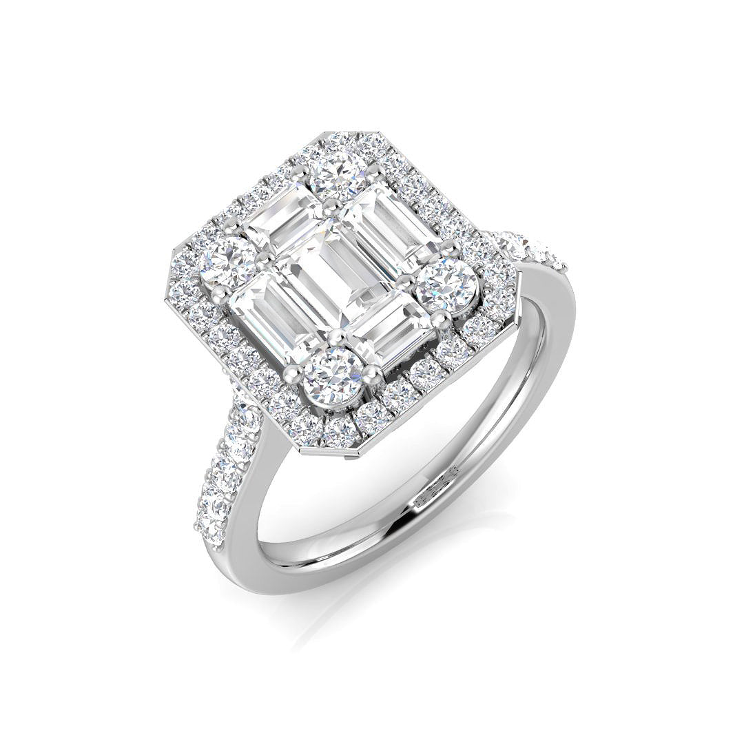 Baguette & Brilliant Diamond Ring 1.44ct – SL7726 – 18k White Gold