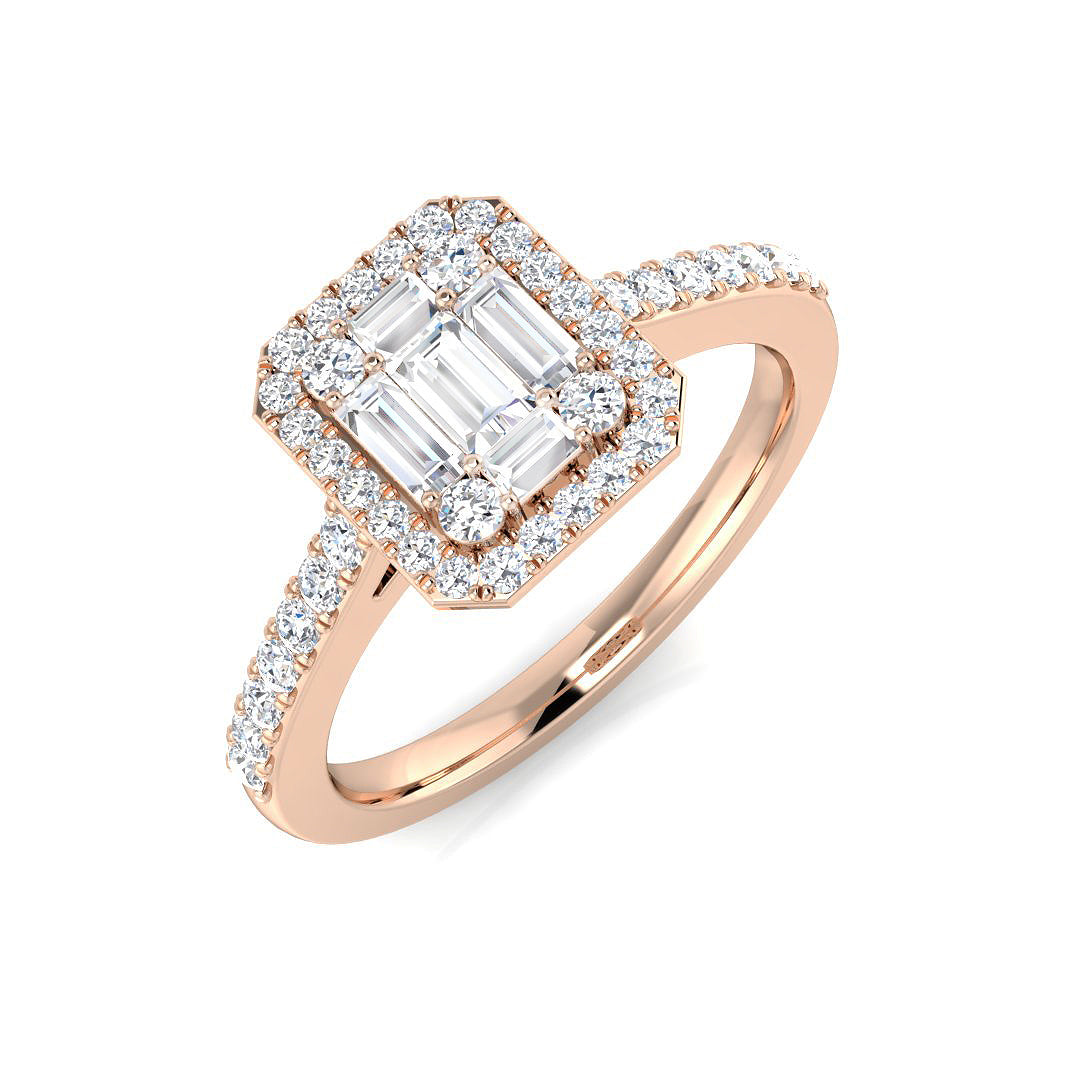 Baguette & Brilliant Diamond Ring 0.59ct – SL7730 – 18k Rose Gold