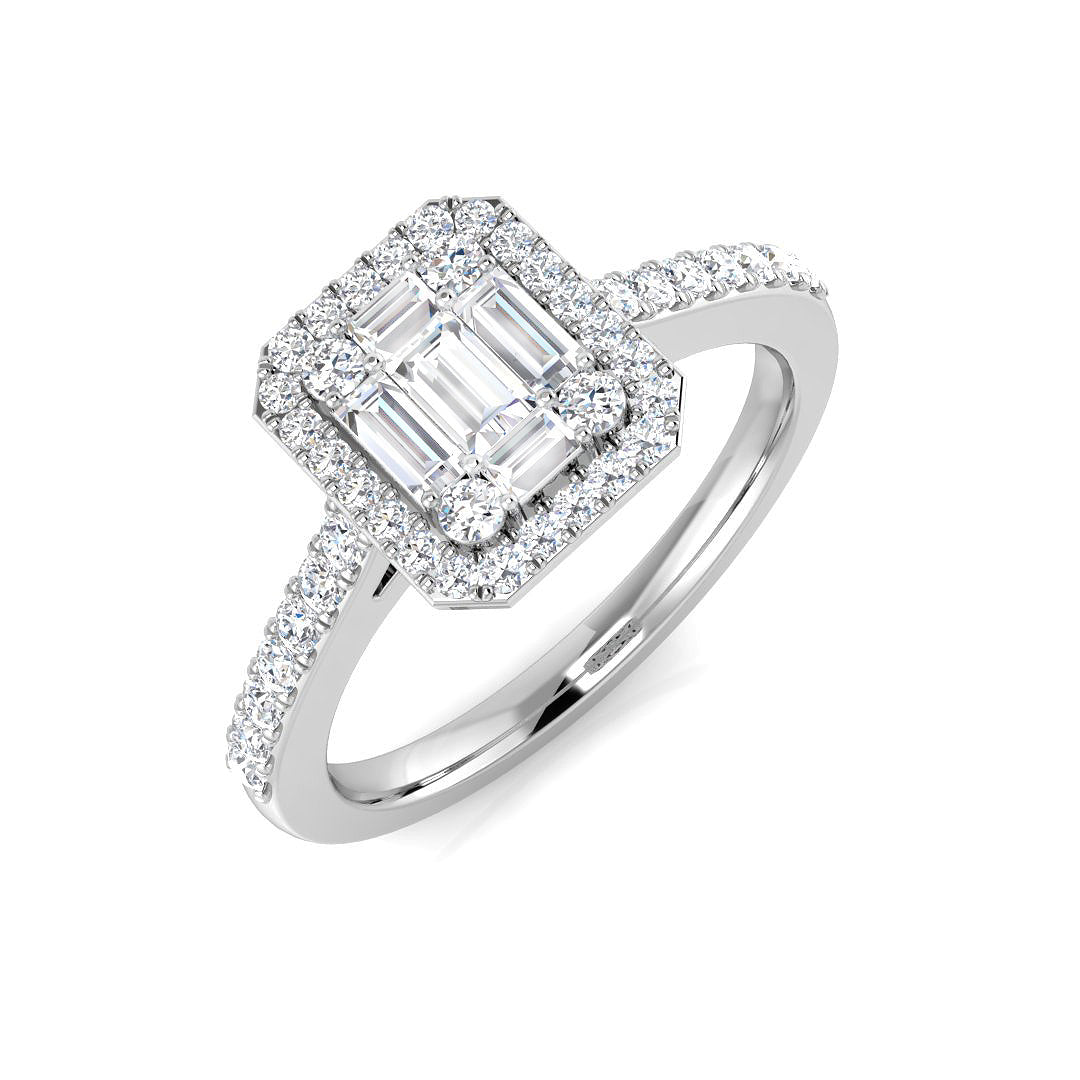 Baguette & Brilliant Diamond Ring 0.59ct – SL7730 – 18k White Gold