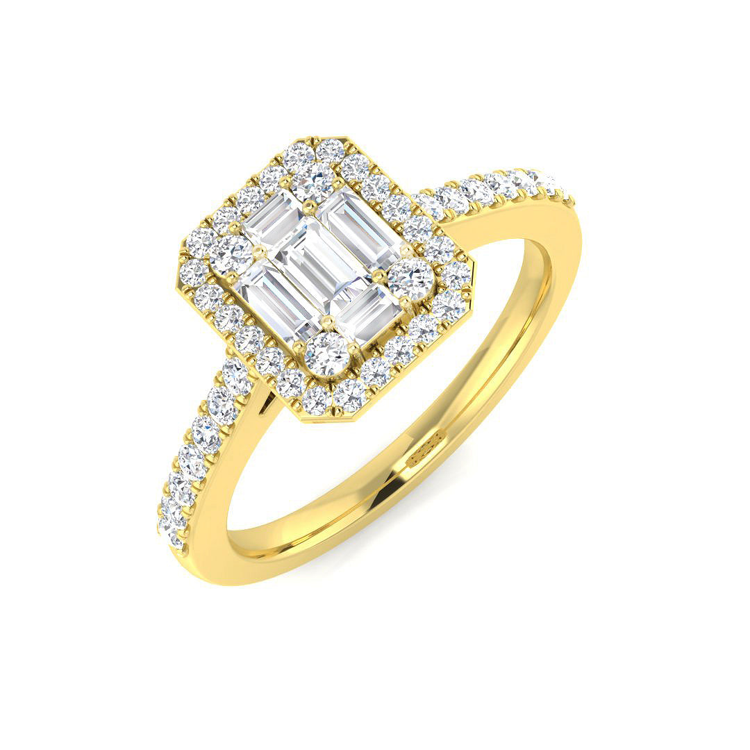 Baguette & Brilliant Diamond Ring 0.59ct – SL7730 – 18k Yellow Gold