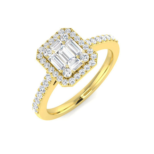 Baguette & Brilliant Diamond Ring 0.59ct – SL7730 – 18k Yellow Gold