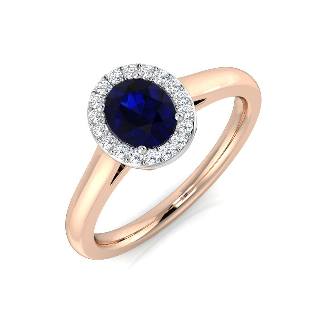 Blue Sapphire Diamond Ring 1.05ct – SL8033~BS – 18k Rose Gold
