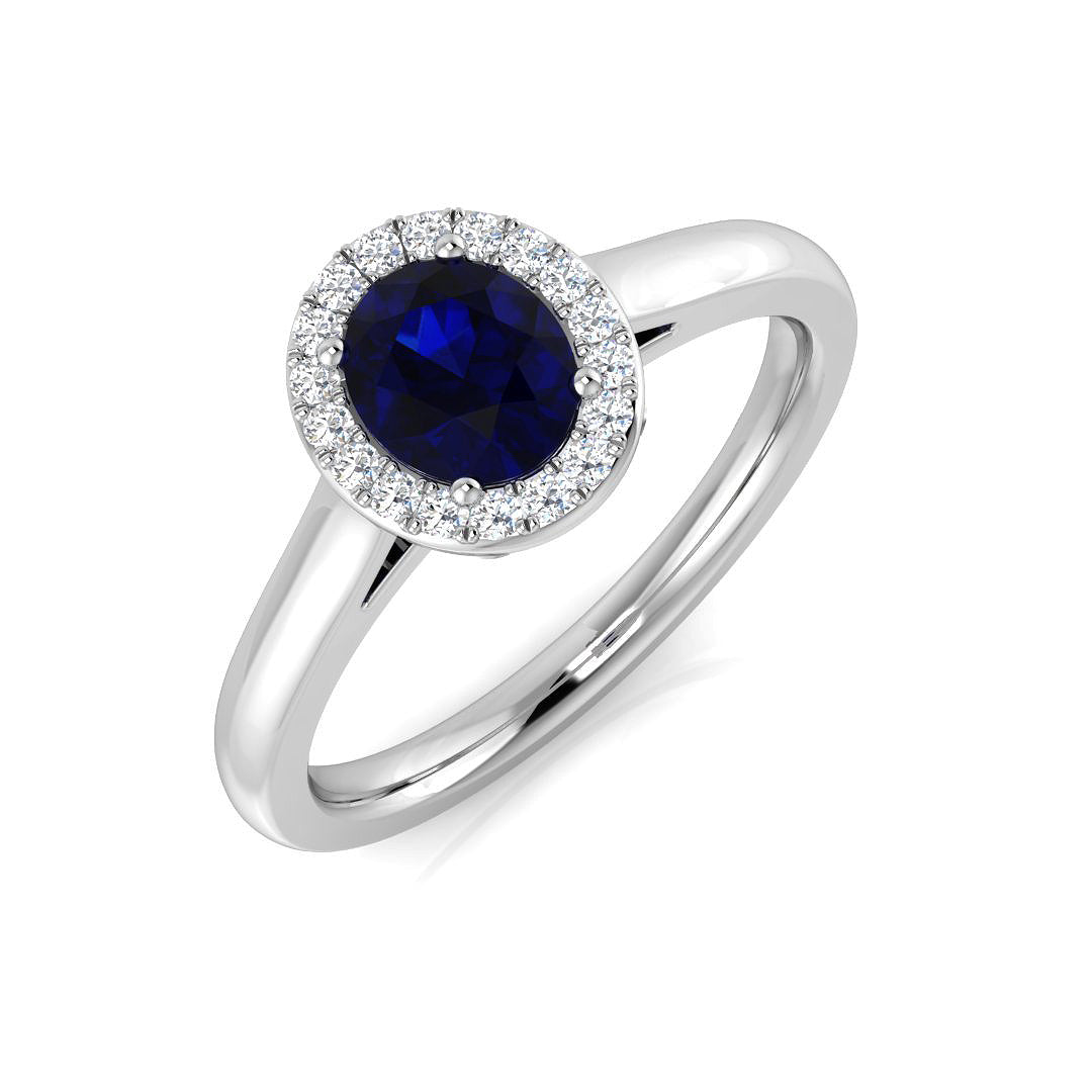 Blue Sapphire Diamond Ring 1.05ct – SL8033~BS – 18k White Gold