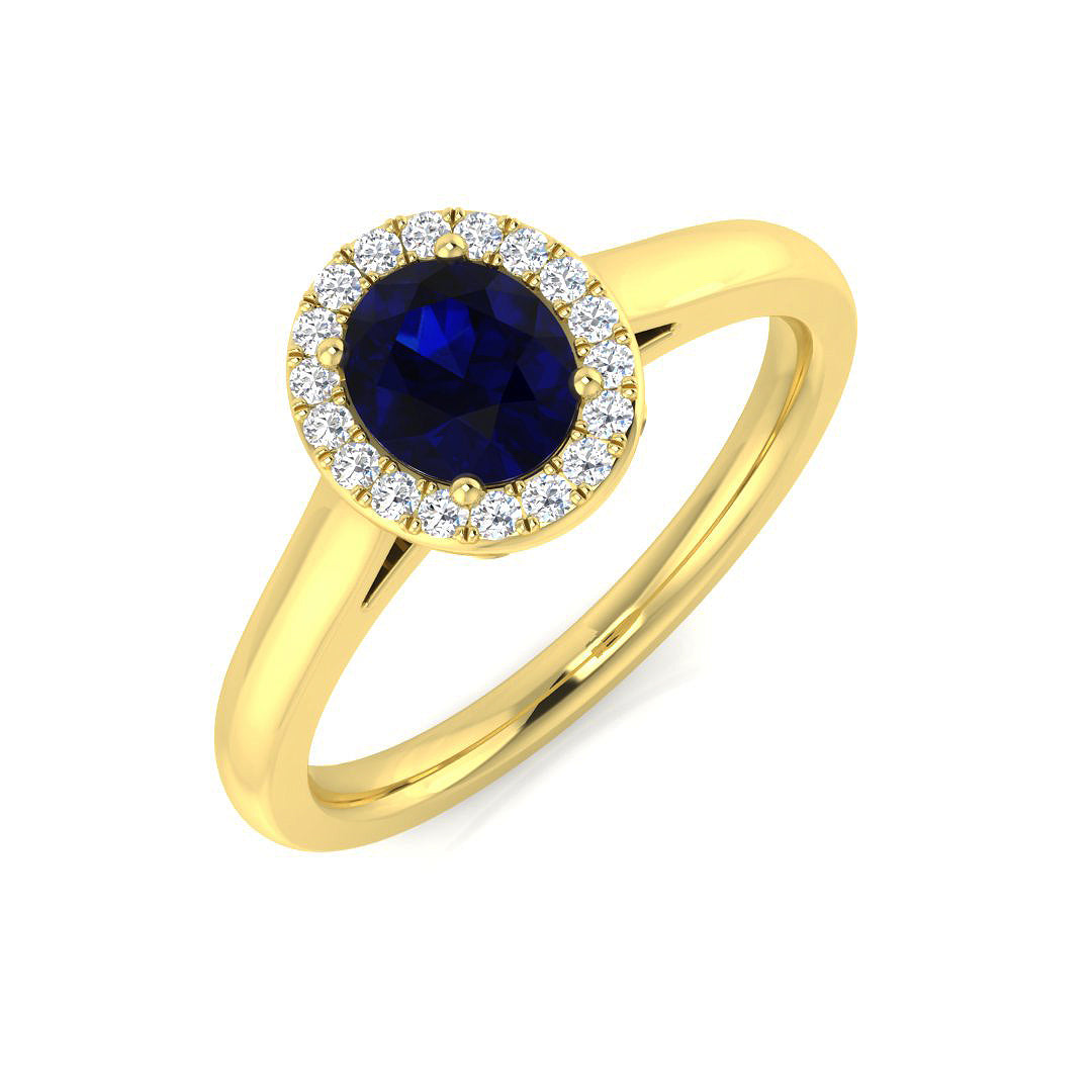 Blue Sapphire Diamond Ring 1.05ct – SL8033~BS – 18k Yellow Gold