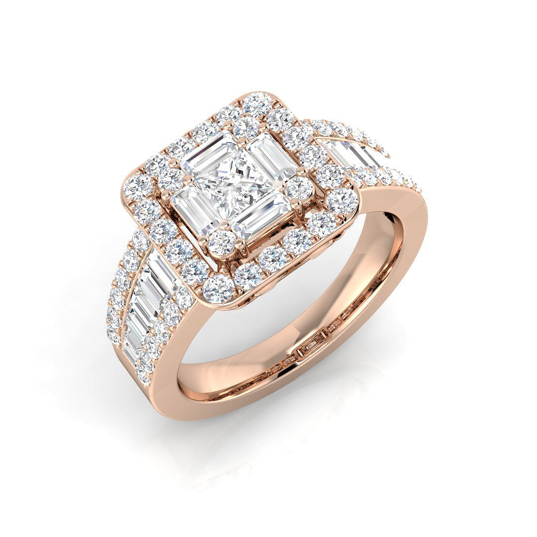 Baguette & Brilliant Diamond Ring 1.46ct – SL8093 – 18k Rose Gold