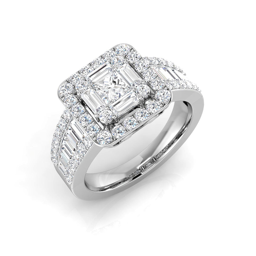 Baguette & Brilliant Diamond Ring 1.46ct – SL8093 – 18k White Gold