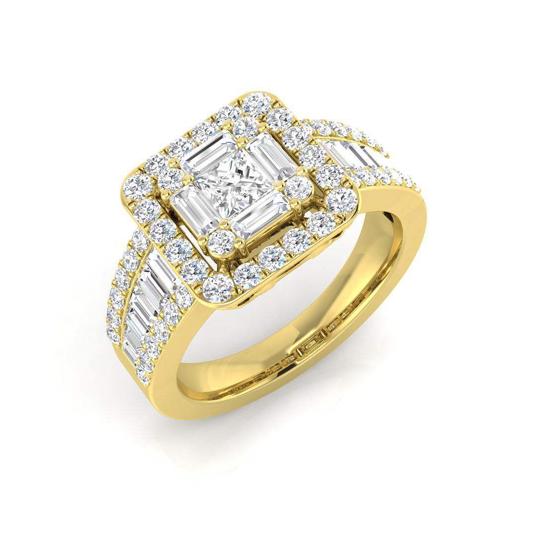 Baguette & Brilliant Diamond Ring 1.46ct – SL8093 – 18k Yellow Gold