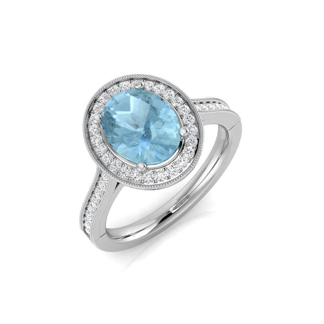 Aquamarine Diamond Ring 1.91ct – SL8287~AQ – 18k White Gold