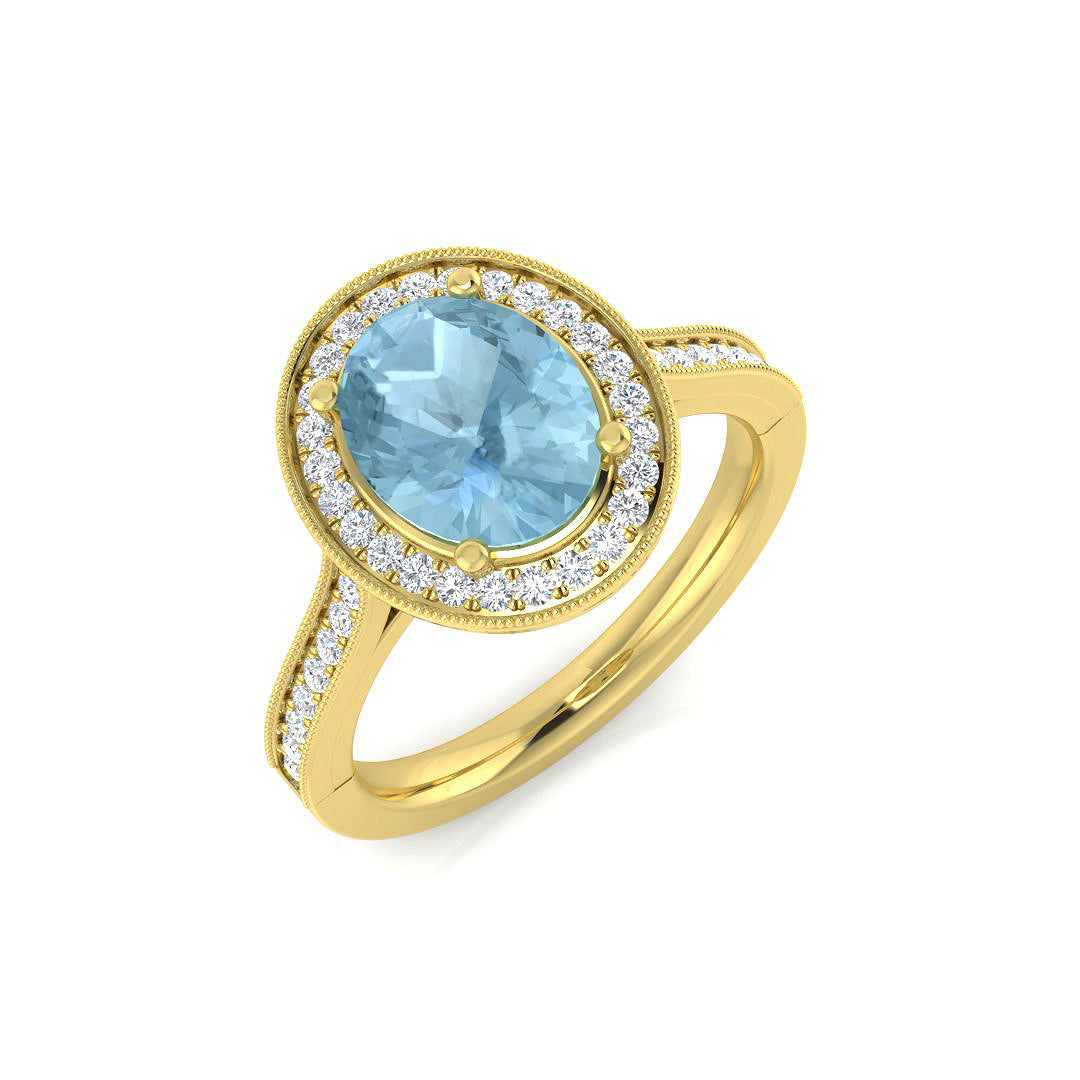 Aquamarine Diamond Ring 1.91ct – SL8287~AQ – 18k Yellow Gold