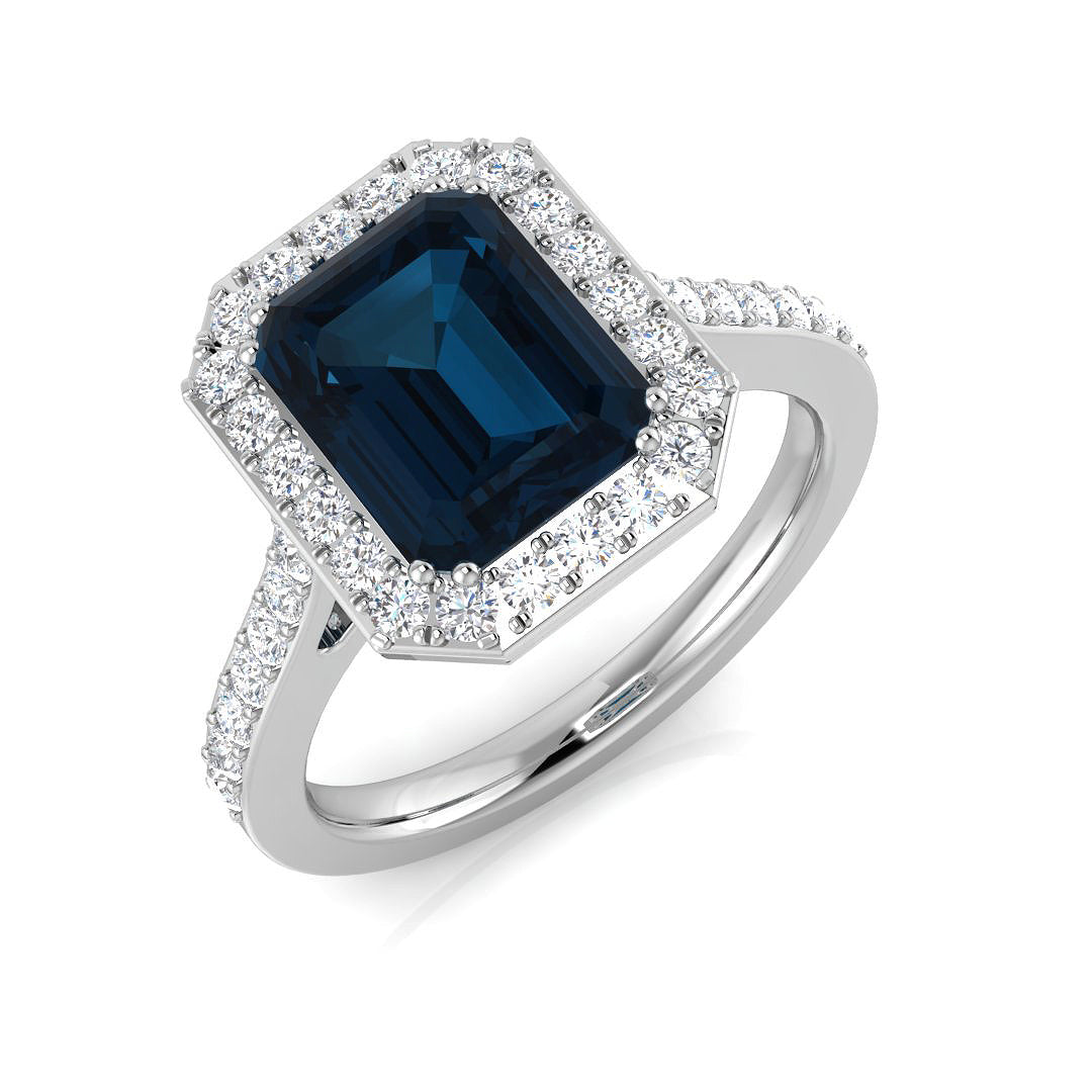 London Blue Topaz Diamond Ring 3.12ct – SL8322~LBT – 18k White Gold