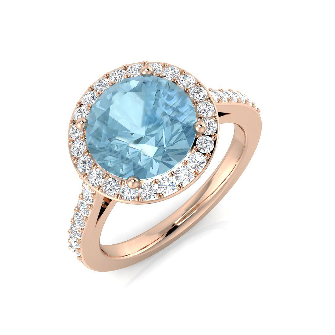 Aquamarine Diamond Ring 2.85ct–3.0ct – SL8323~AQ – 18k Rose Gold