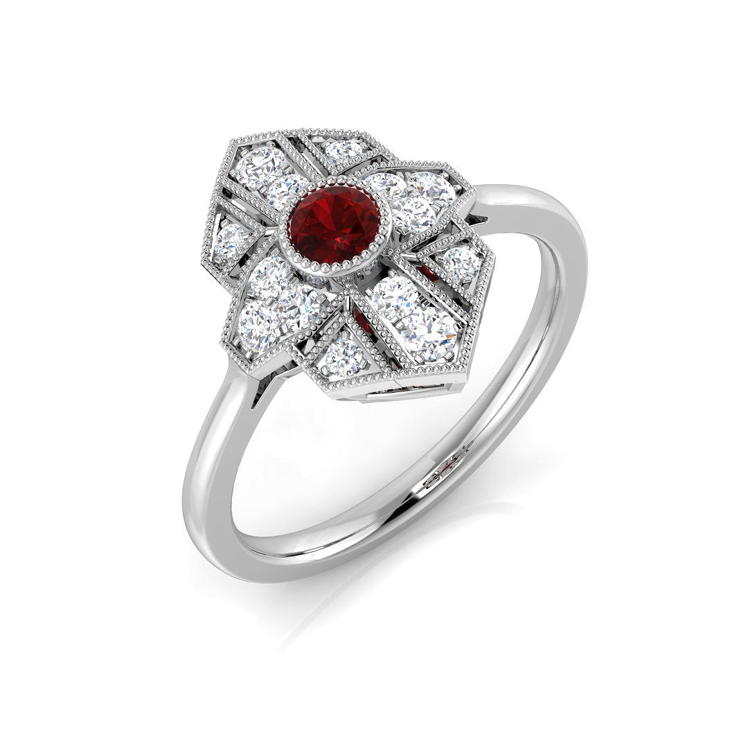 Ruby Diamond Ring 0.42ct – SL8349~RY – 18k White Gold