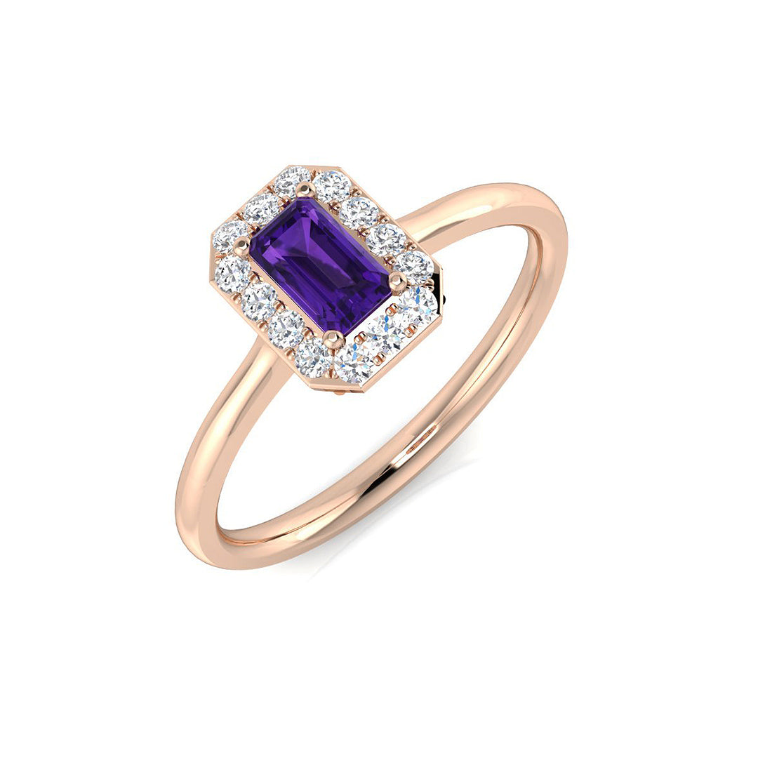 Amethyst Diamond Ring 0.47ct – SL8395~AME – 18k Rose Gold
